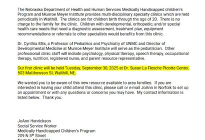 Medically Handicapped Children’s Program Walthill Clinic