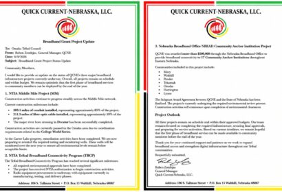 June 2026 QUICK CURRENT-NEBRASKA, LLC. Broadband Grant Project Update