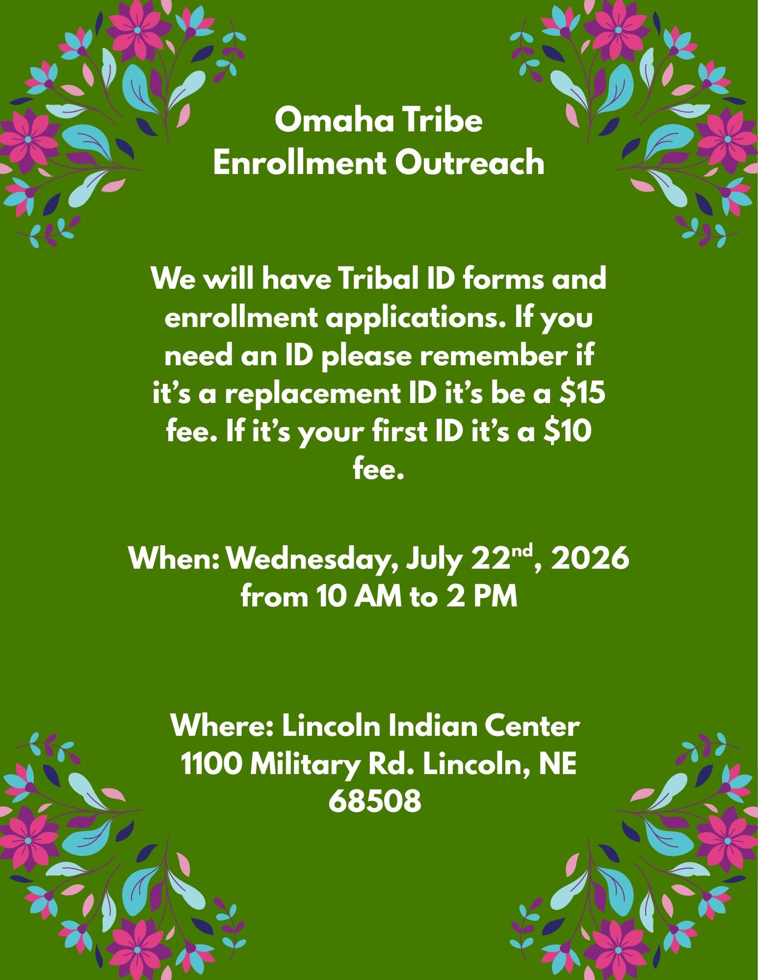 Omaha Tribe Enrollment Outreach - Lincoln, NE - Omaha Tribe of Nebraska