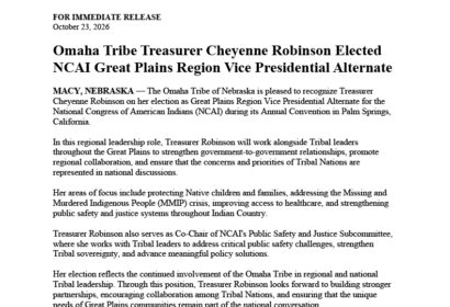 Omaha Tribe Treasurer Cheyenne Robinson Elected NCAI Great Plains Region Vice Presidential Alternate